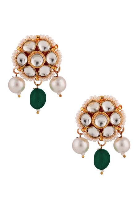 Buy_Riana Jewellery_White Stones, Beads, Pearls Layered Tear Drop Necklace Set _Online_at_Aza_Fashions