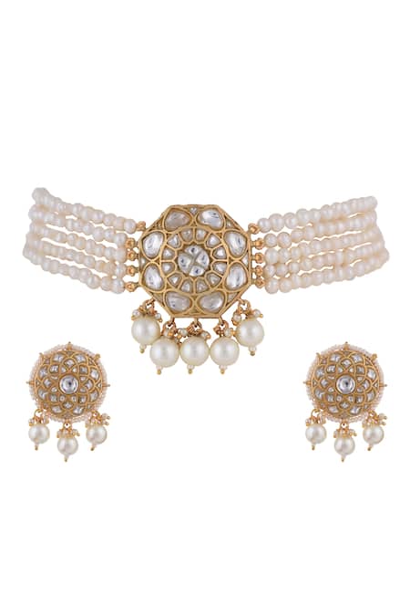 Riana Jewellery Mandala Pattern Stone Embellished Necklace Set 