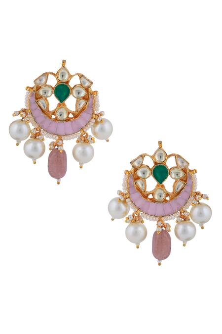 Buy Riana Jewellery Pink Stones, Beads, Pearls Crescent And Necklace Set Online at Aza Fashions Buy_Riana Jewellery_Pink Stones, Beads, Pearls Crescent And Necklace Set _Online_at_Aza_Fashions