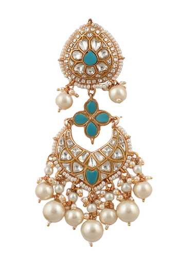 Riana Jewellery_Blue Beads, Pearls, Stones Mughal Cut Work Necklace Set _Online_at_Aza_Fashions