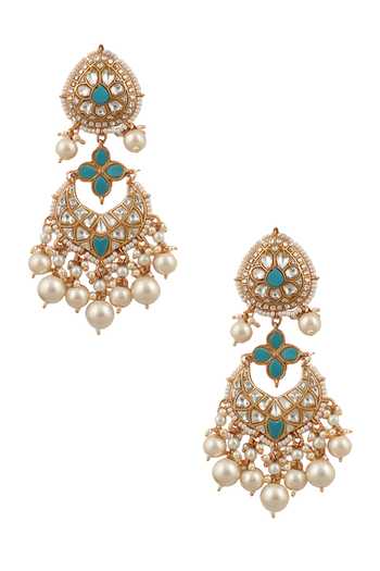 Buy_Riana Jewellery_Blue Beads, Pearls, Stones Mughal Cut Work Necklace Set _Online_at_Aza_Fashions