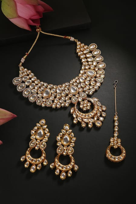 Minaki Kundan Bead Pendant Necklace Set 
