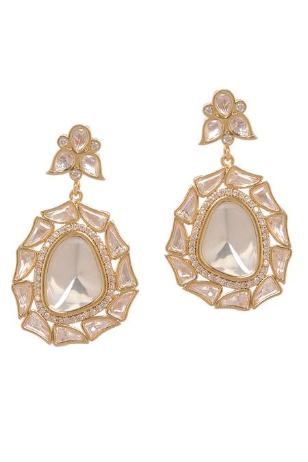 Buy_Minaki_Gold Plated Piping, Diamonds Kundan Polki Long Pendant Necklace Set _Online_at_Aza_Fashions