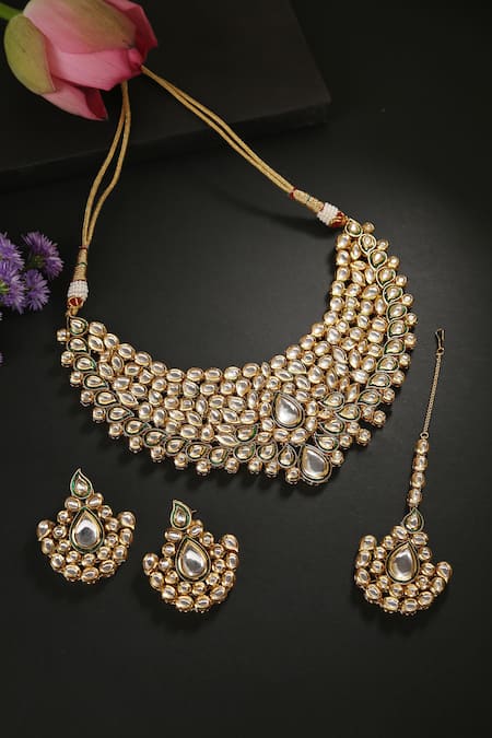 MINAKI Kundan Geometric Necklace Set 