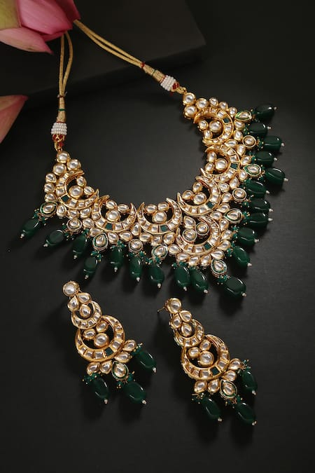 Minaki Gold Plated Kundan Necklace Set 
