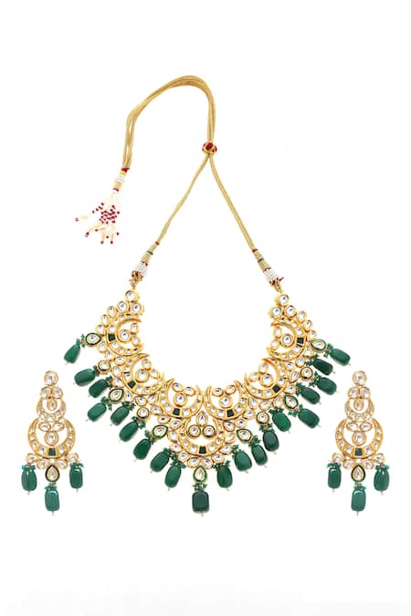 Minaki Gold Plated Kundan Necklace Set 