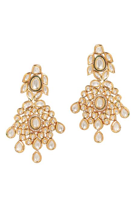 Shop_Minaki_Gold Plated Stones, Gota Patti, Diamonds Kundan Embellished Necklace Set _Online_at_Aza_Fashions