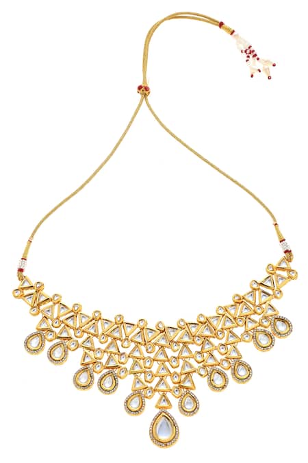 Buy Minaki Gold Plated Diamonds, Stones Kundan Triangle Shaped Necklace Set Online at Aza Fashions Buy_Minaki_Gold Plated Diamonds, Stones Kundan Triangle Shaped Necklace Set _Online_at_Aza_Fashions