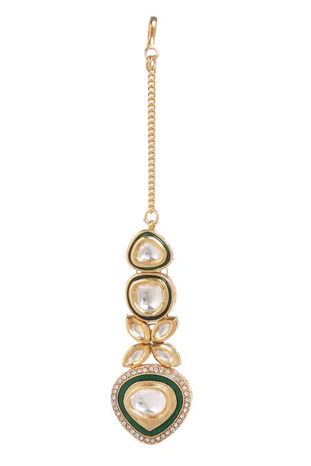 Buy_Minaki_Green Diamonds, Stones Kundan Meenakari Necklace Set 