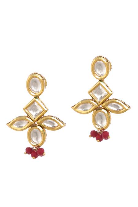 Buy_Minaki_Red Beads, Diamonds Kundan Layered Choker Set_Online_at_Aza_Fashions