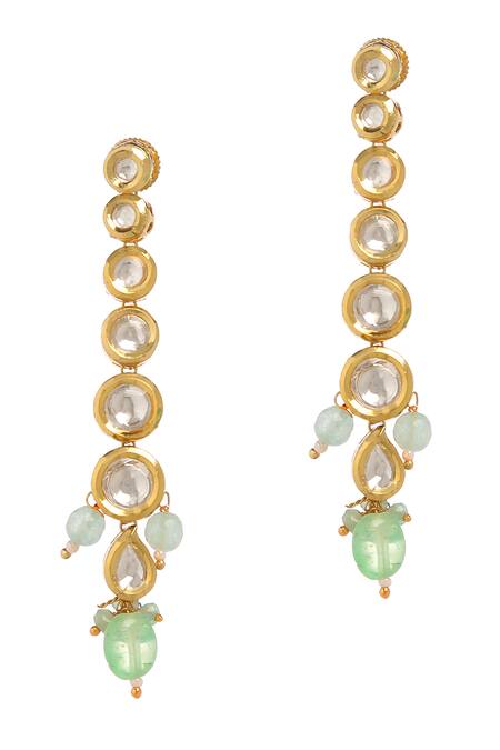 Minaki_Green Beads, Diamonds Kundan Embellished Choker Set _Online_at_Aza_Fashions