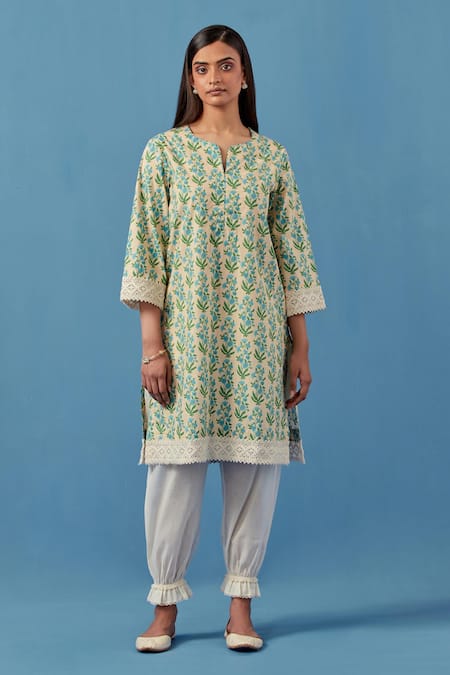 Sage Saga Badra Floral Print Kurta With Pant For Kids