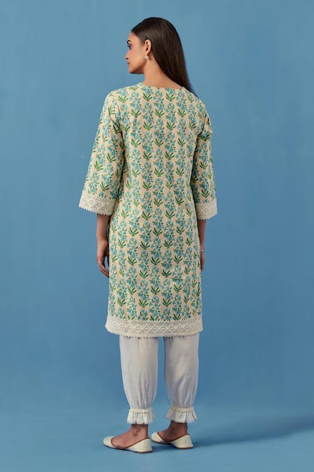 Sage Saga Badra Floral Print Kurta With Pant For Kids