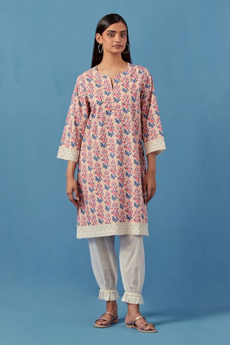 Sage Saga Badra Flower Print Kurta With Pant For Kids
