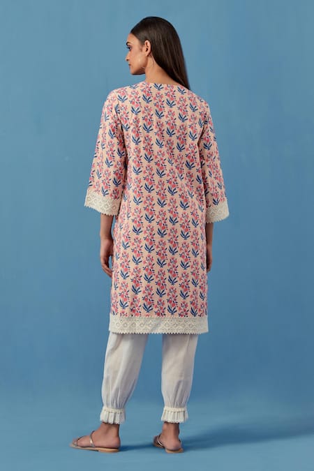 Sage Saga Badra Flower Print Kurta With Pant For Kids