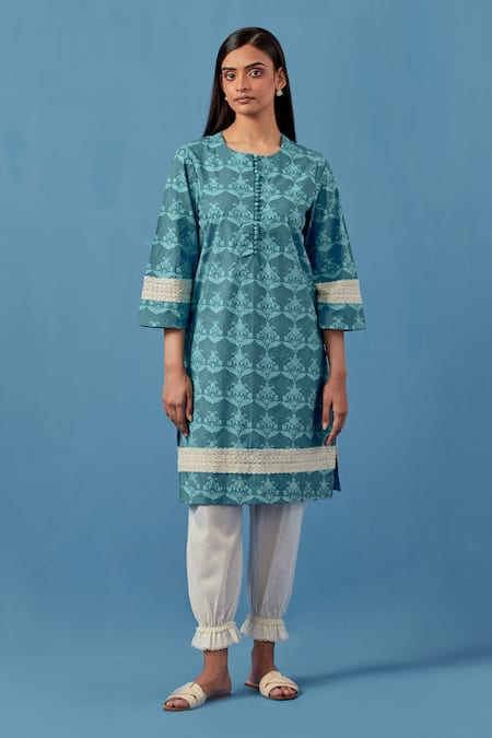 Sage Saga Barkha Floral Print Kurta With Pant For Kids