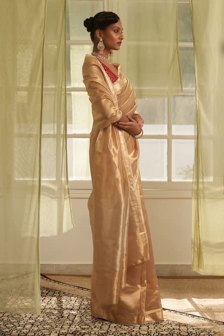 Buy Five Point Five Gold Tissue Woven Saree With Running Blouse Online at Aza Fashions Buy_Five Point Five_Gold Tissue Woven Saree With Running Blouse _Online_at_Aza_Fashions