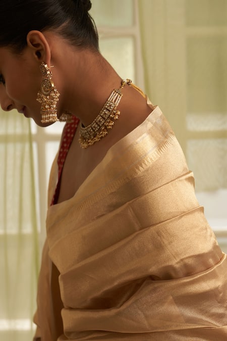 Shop Five Point Five Gold Tissue Woven Saree With Running Blouse Online at Aza Fashions Shop_Five Point Five_Gold Tissue Woven Saree With Running Blouse _Online_at_Aza_Fashions