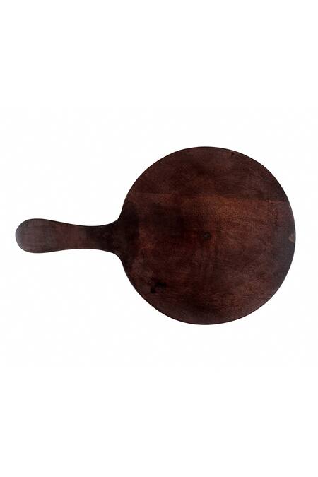 Buy_Artychoke_Brown Wood Hand Painted Round Platter_Online_at_Aza_Fashions