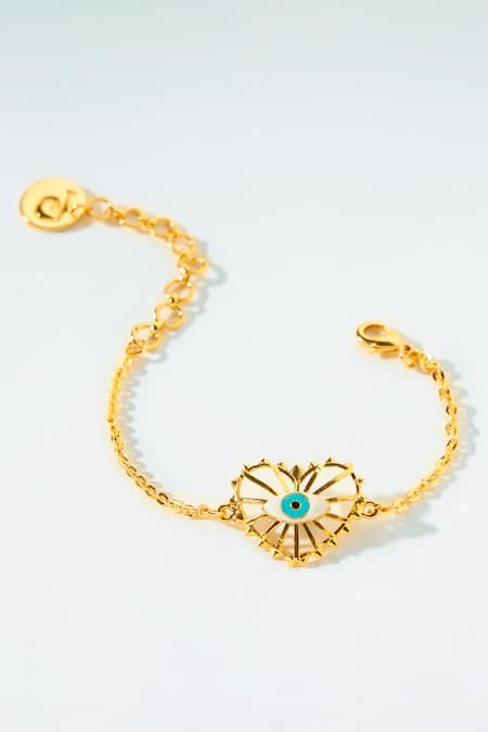 PRERTO Gold Plated Evil Eye Charm Bracelet 