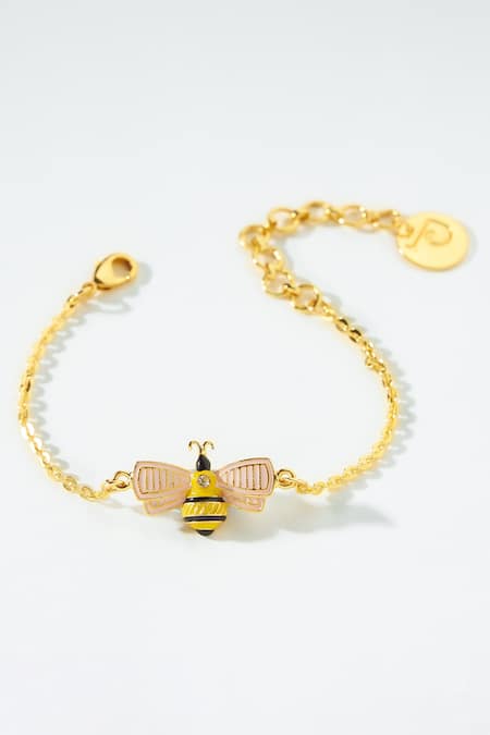 PRERTO Gold Plated Honey Bee Charm Bracelet 