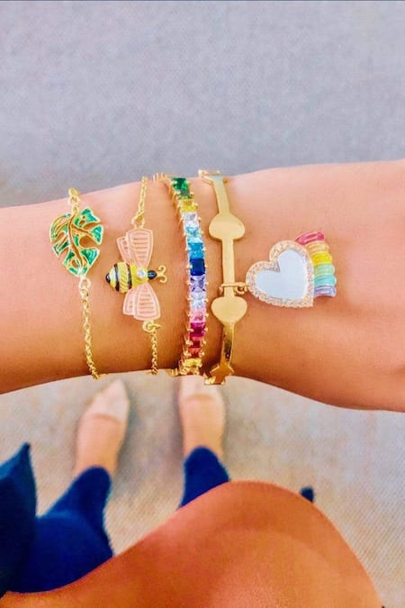 Shop_PRERTO_Gold Plated Honey Bee Charm Bracelet _at_Aza_Fashions