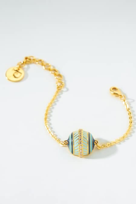 PRERTO Blue Crystals Dome Charm Bracelet 