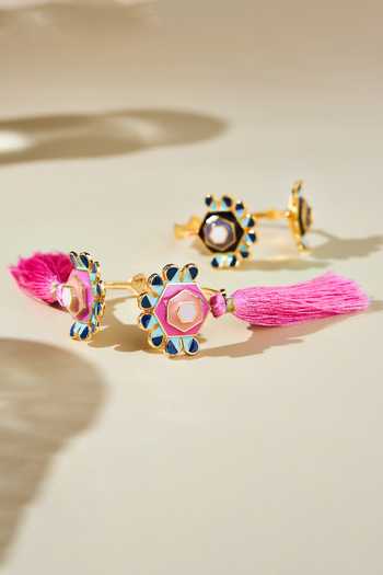 PRERTO Floral Enamelled Open Bracelet 