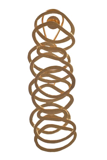 Shop_Zaza By Somya_Gold Plated Coiled Drop Down Earrings _at_Aza_Fashions