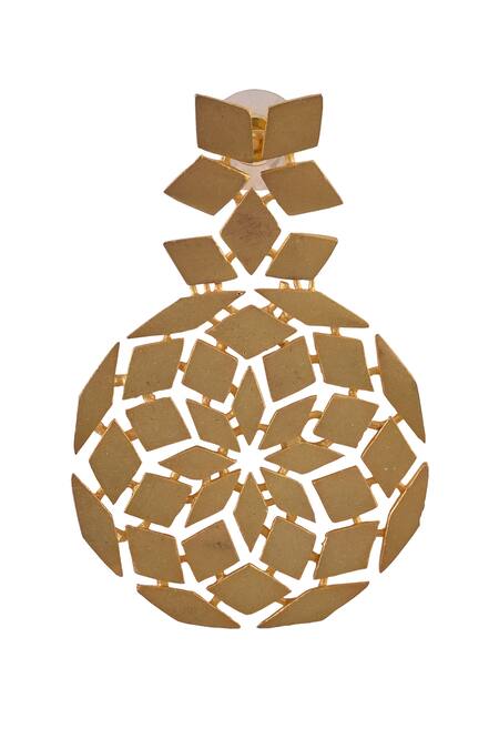 Zaza By Somya Gold Plated Geometric Mosaic Drop Earrings Online at Aza Fashions Zaza By Somya_Gold Plated Geometric Mosaic Drop Earrings _Online_at_Aza_Fashions