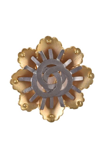 Zaza By Somya Gold Plated Floral Two Tone Stud Earrings Online at Aza Fashions Zaza By Somya_Gold Plated Floral Two Tone Stud Earrings _Online_at_Aza_Fashions