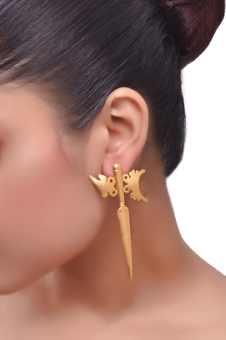 Zaza By Somya Gold Plated Cut-out Greek Earrings 