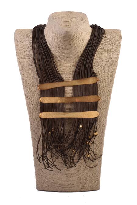 Zaza By Somya Gold Plated Cotton Thread Tasselled Necklace Online at Aza Fashions Zaza By Somya_Gold Plated Cotton Thread Tasselled Necklace _Online_at_Aza_Fashions