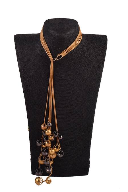 Zaza By Somya_Gold Plated Tassel Pattern Necklace _Online_at_Aza_Fashions