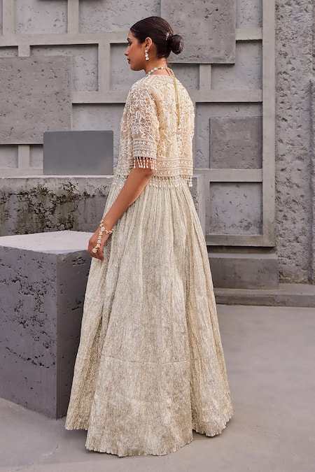 Nidhika Shekhar Maharani Suvarn Embroidered Anarkali With Cape Jacket