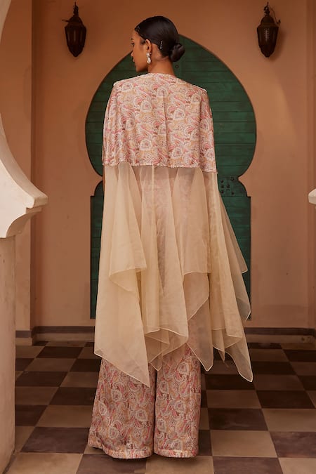 Nidhika Shekhar Paisley Print Draped Kurta & Flared Pant Set