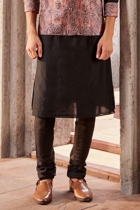 Buy Nidhika Shekhar Black Chanderi, Linen Embroidery Printed Bundi And Kurta Set Online at Aza Fashions Buy_Nidhika Shekhar_Black Chanderi, Linen Embroidery Printed Bundi And Kurta Set _Online_at_Aza_Fashions