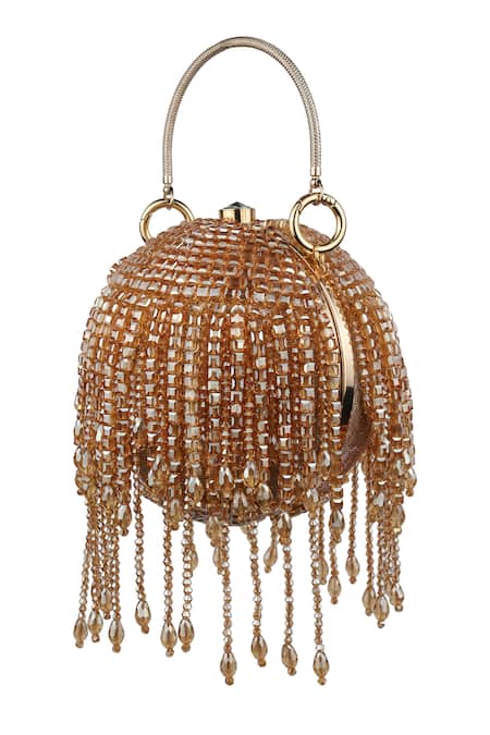 Buy Women's Glitter Pearl Beaded Rhinestone Clutch Bag, Ladies Round Ball  Evening Bag Bridal Wedding Handbag Prom Bag Purse Tassel Champagne Online  at desertcartINDIA