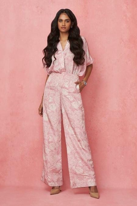 Label Frow Floral Print Top Pant Set 