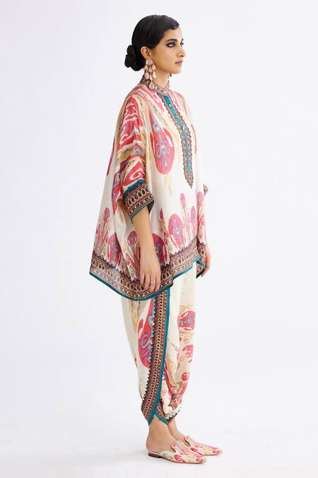 Rajdeep Ranawat Multi Color Silk Embroidery Chanel Mandala Abstract Print Tunic With Pant at Aza Fashions Rajdeep Ranawat_Multi Color Silk Embroidery Chanel Mandala Abstract Print Tunic With Pant_at_Aza_Fashions