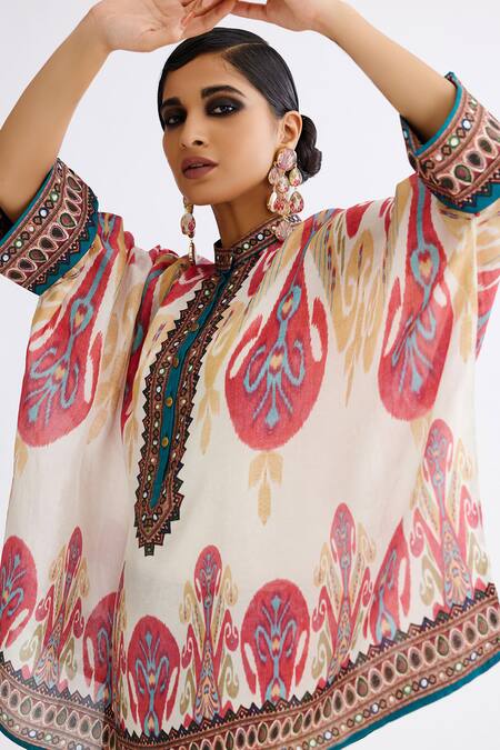 Buy Rajdeep Ranawat Multi Color Silk Embroidery Chanel Mandala Abstract Print Tunic With Pant Buy_Rajdeep Ranawat_Multi Color Silk Embroidery Chanel Mandala Abstract Print Tunic With Pant