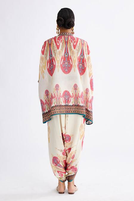 Shop Rajdeep Ranawat Multi Color Silk Embroidery Chanel Mandala Abstract Print Tunic With Pant at Aza Fashions Shop_Rajdeep Ranawat_Multi Color Silk Embroidery Chanel Mandala Abstract Print Tunic With Pant_at_Aza_Fashions