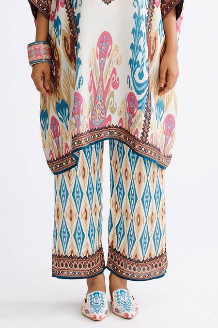 Rajdeep Ranawat Multi Color Silk Round Neck Abstract Mandala Print Tunic With Pant Online at Aza Fashions Rajdeep Ranawat_Multi Color Silk Round Neck Abstract Mandala Print Tunic With Pant_Online_at_Aza_Fashions