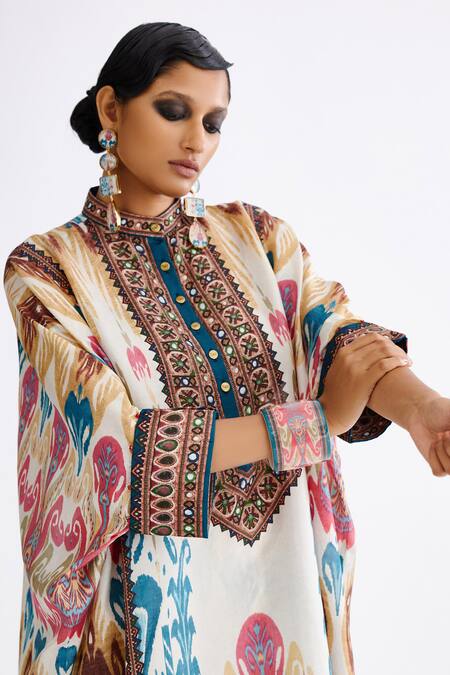 Buy Rajdeep Ranawat Multi Color Silk Round Neck Abstract Mandala Print Tunic With Pant Buy_Rajdeep Ranawat_Multi Color Silk Round Neck Abstract Mandala Print Tunic With Pant