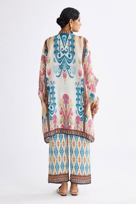 Rajdeep Ranawat Silk Abstract Mandala Print Tunic With Pant 