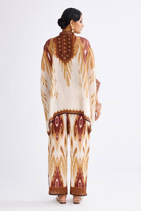 Shop Rajdeep Ranawat Brown Silk Round Neck Ombre Abstract Print Tunic With Pant at Aza Fashions Shop_Rajdeep Ranawat_Brown Silk Round Neck Ombre Abstract Print Tunic With Pant_at_Aza_Fashions