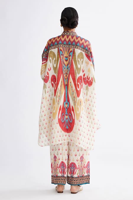 Rajdeep Ranawat Kamara Silk Abstract Print Shirt Tunic With Pant 