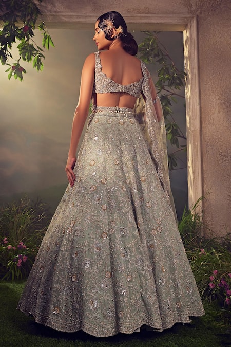 Aneesh Agarwaal Pearl & Sequin Embellished Bridal Lehenga Set 