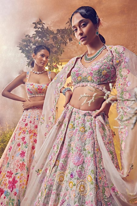 Buy Aneesh Agarwaal Grey Organza Sequins, Embroidery, Foliage Pattern Embellished Bridal Lehenga Set Online at Aza Fashions Buy_Aneesh Agarwaal_Grey Organza Sequins, Embroidery, Foliage Pattern Embellished Bridal Lehenga Set _Online_at_Aza_Fashions