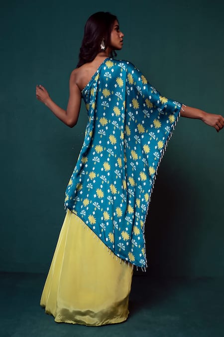 Suave One Shoulder Tunic With Draped Skirt 